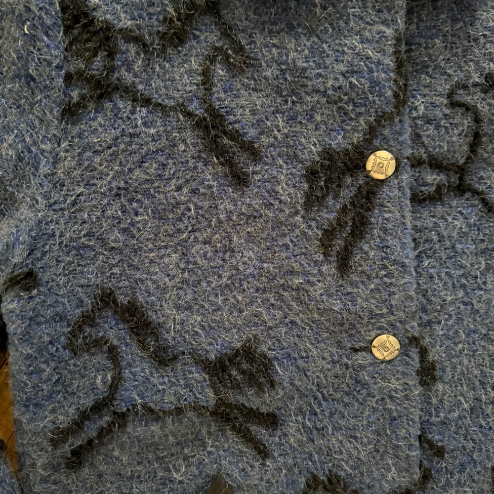 VINTAGE Tsunami Horse Jacket Women Small Blue Mohair Alpaca Concho Button Tribal - Picture 4 of 9